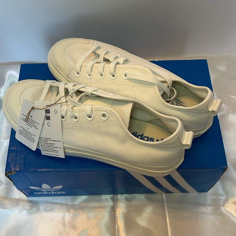 Adidas Nizza RF Sneaker Shoes Canvas White Mens Size 8.5 women’s 10 New (EF1883)
